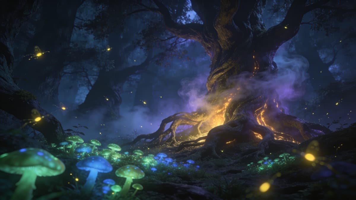 Фэнтези-иллюстрация волшебного леса, сгенерированная Seedream 3.0
