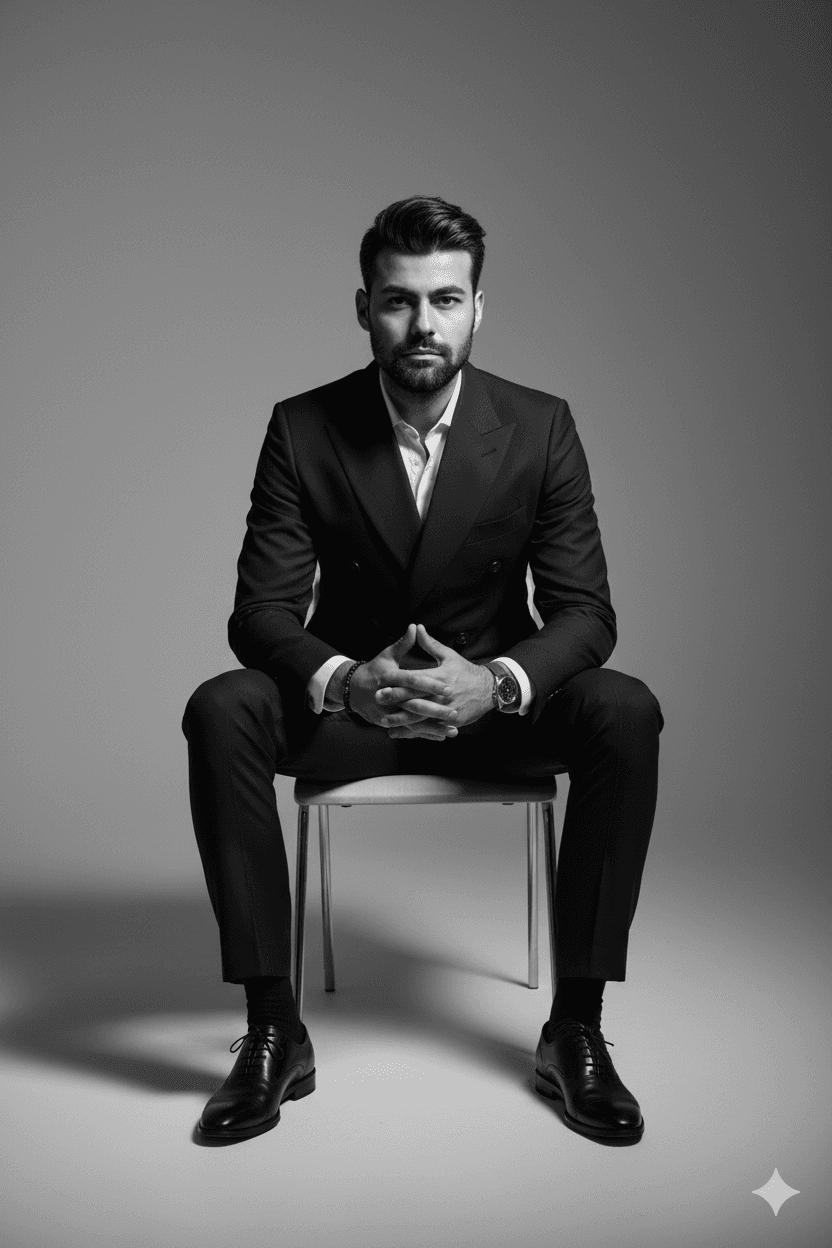 Классический чёрно-белый портрет — промпт для генерации фото нейросетью Nano Banana