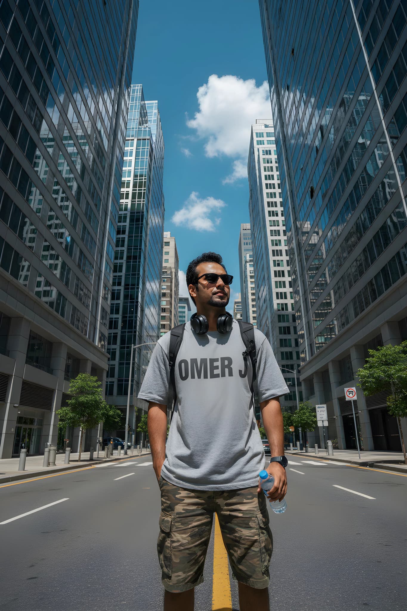 Гигант в городе — промпт для генерации фото нейросетью Nano Banana